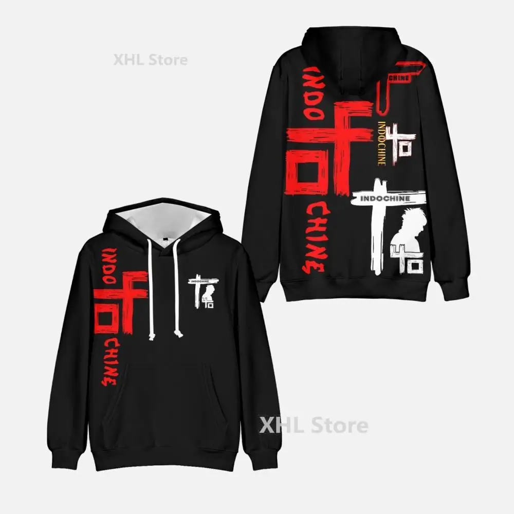 Personality Rock Indochine Hoodie Sweatshirts Hip Hop Streetwear Hoodies Men Women Pullover Kids Tops Indochine Logo Clothes