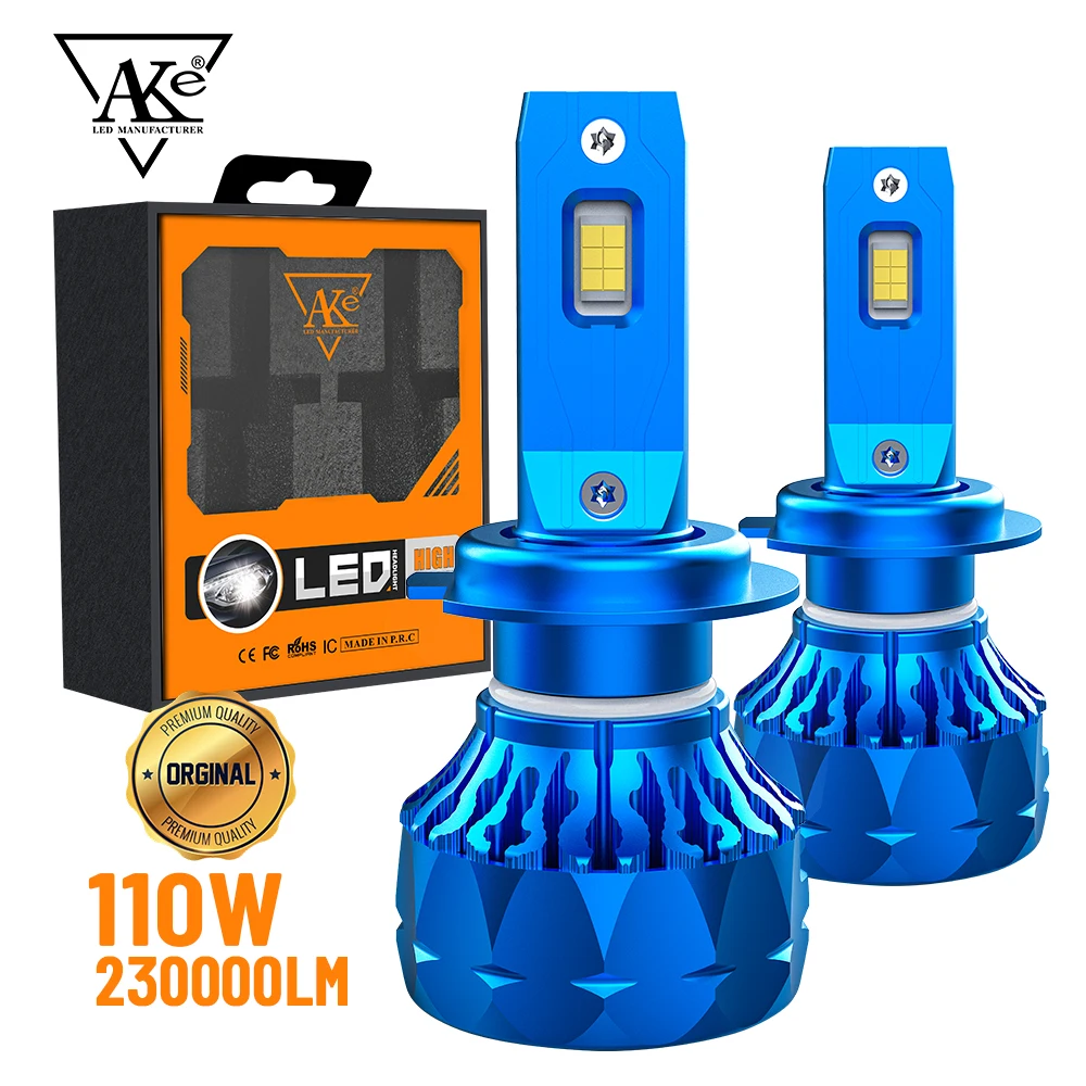 

AKE 230000lm 110W H4 H7 Car LED Headlight, 1:1 Size Halogen Lamp Replacement Light Bulb, H1 H11 9005 HB3 9006 HB4 9012 Auto Lamp