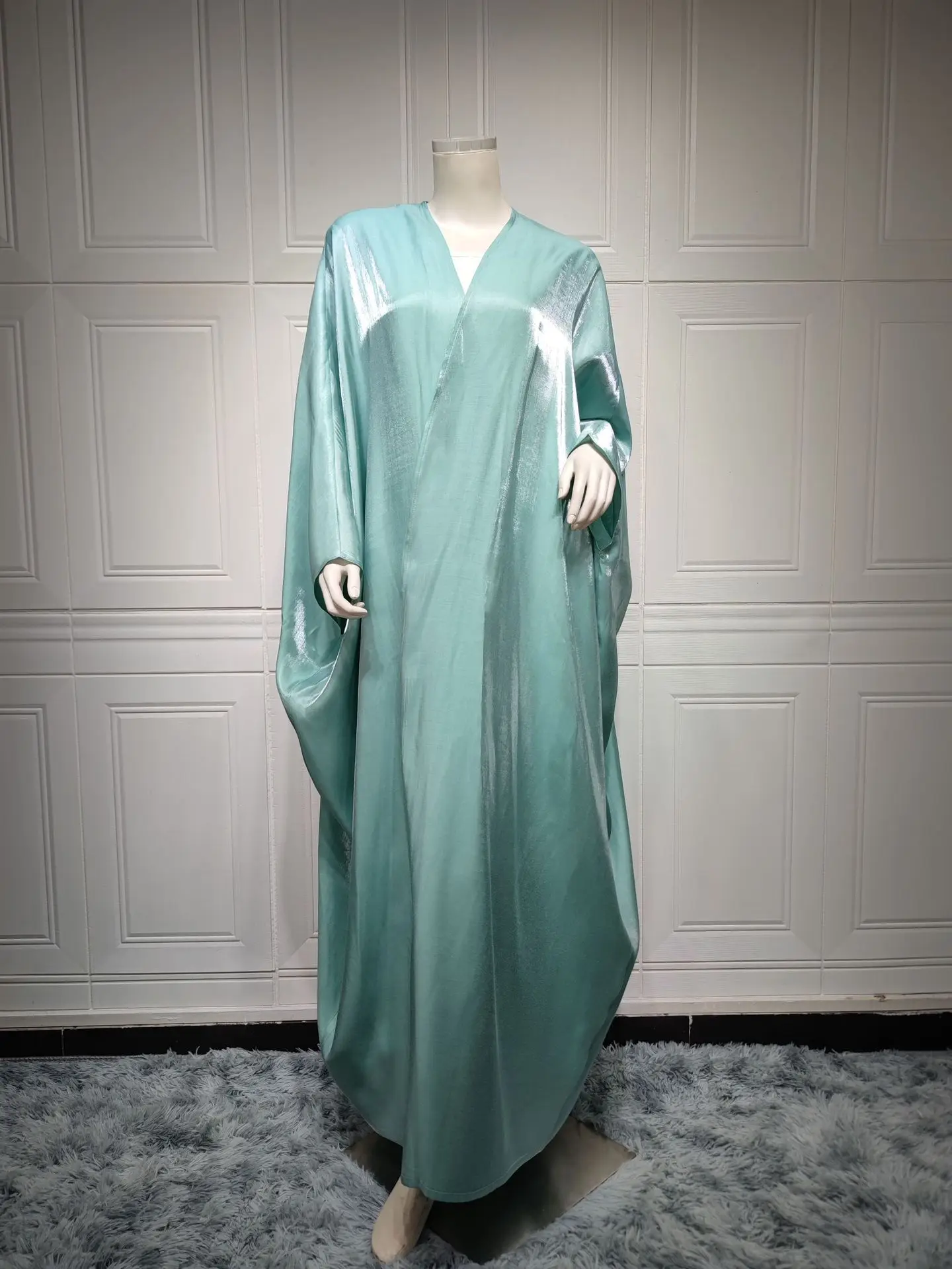 Modest Kimono Abayas for Women Muslim Loose Moroccan Dubai Fashion Casual Open Abaya Silk Satin Corban Eid Al Adha Robe