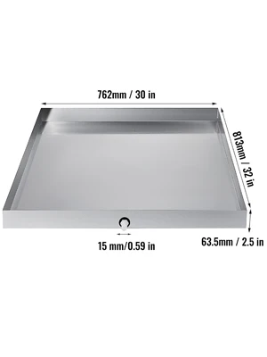 VEVOR Multi-Size Washing Machine Pan Stainless Steel Drip Drain Floor Overflow Catch With Welded Corners Drain Adapter Home Use