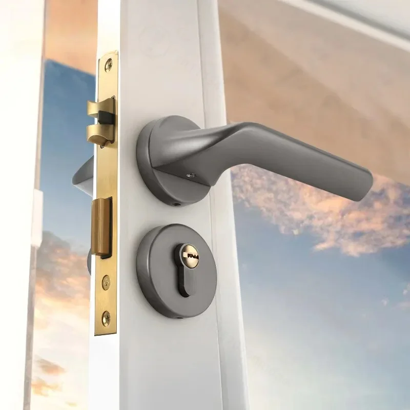 Modern Simple Split Magnetic Suction Silent Door Lock for Indoor Bedroom Bathroom Wooden Door Full Set Hardware