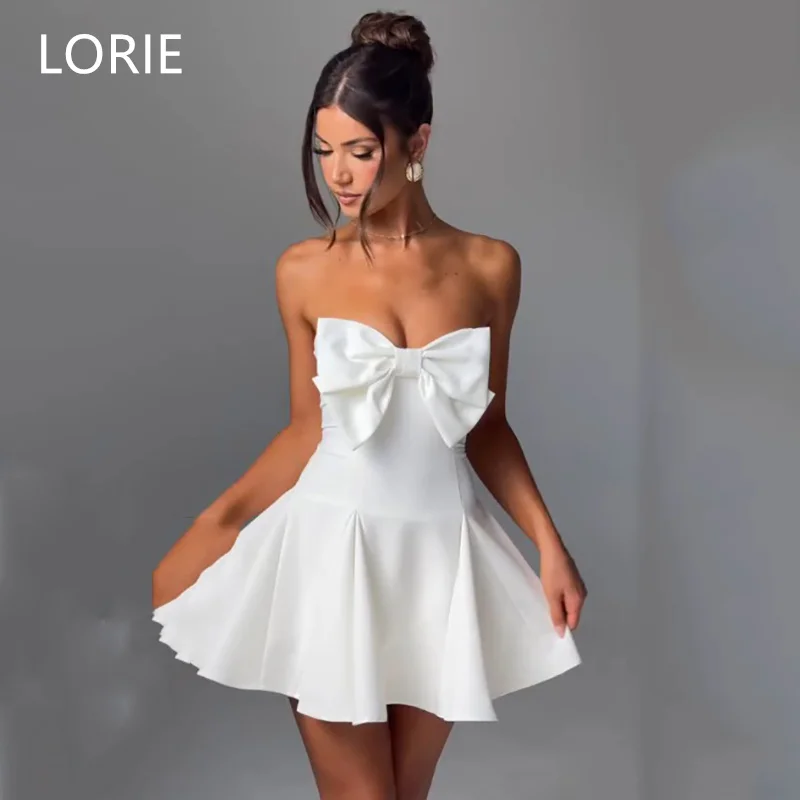 

LORIE A Line Backless Wedding Dress Bow vestidos de novia Spaghetti Strapless Bride Dresses Wedding Gowns Customized 2025