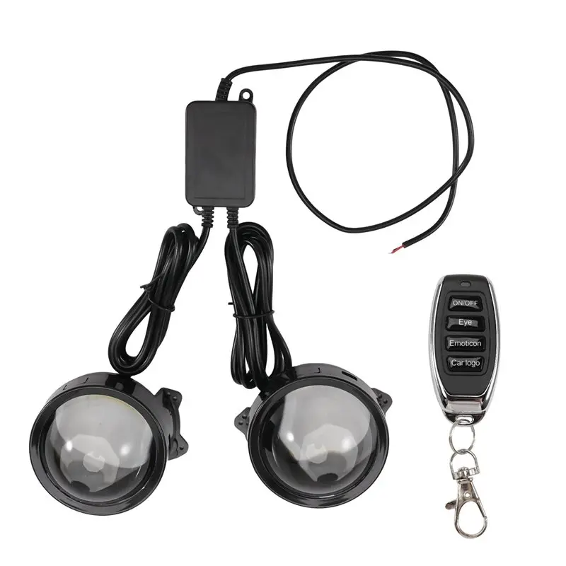 【AC77 Top !! 】Universal 3 Inch LED Lens 12V Car Headlight Cool Lamp Devil' S Eyes Dynamic 33 Mode Remote Controller Ambient