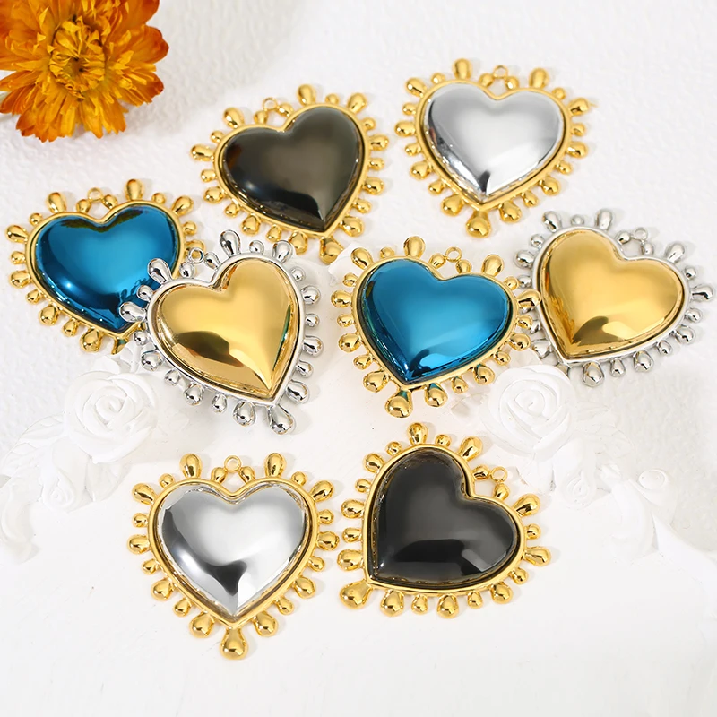 2 قطعة الفولاذ المقاوم للصدأ الحب مجوهرات على شكل قلب المعلقات للقلائد والأساور DIY بها بنفسك صنع المجوهرات الكورية الإكسسوارات #3