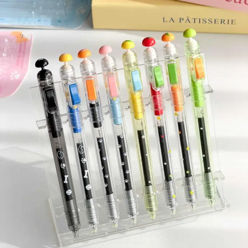 Mushroom Press Test Brush Pen Set Self-Encouragement Design Quick Dry 0.5mm Tip for Student Exam Note Taking Office Supplies