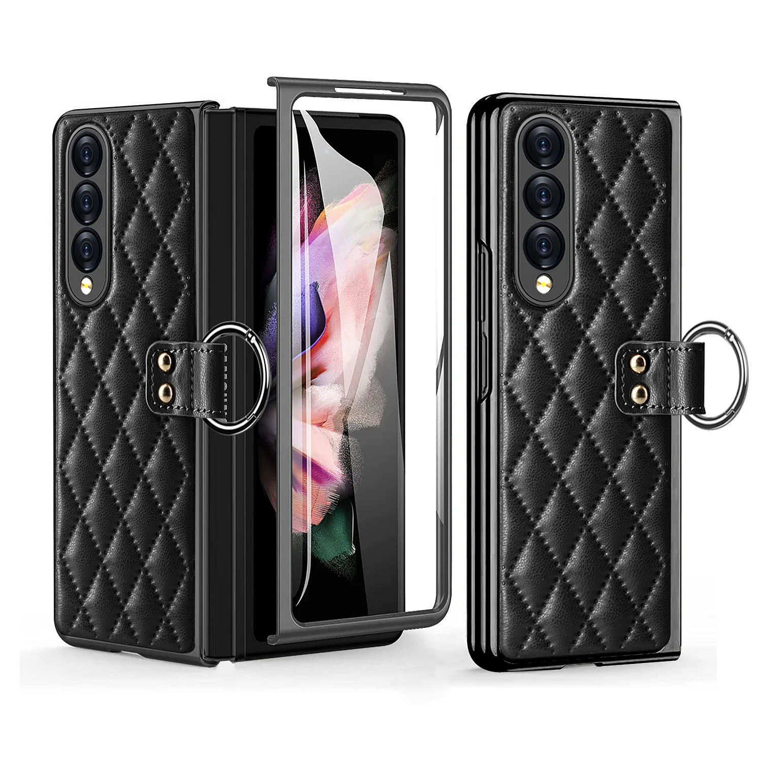 Imagem -02 - Telefone com Protetor de Tela Anel para Samsung Galaxy z Fold Fold Fold Shell Tampa Traseira Case de