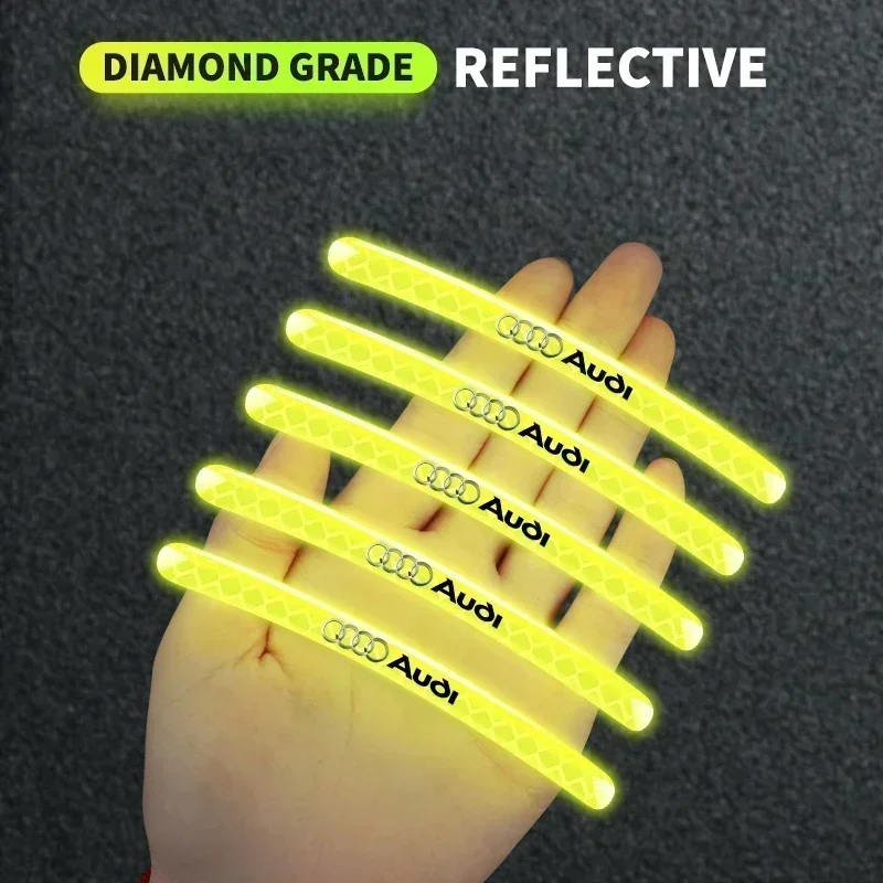 Car Wheel Hub Sticker High Reflective Stripe for Audi SLine Logo B5 B6 8P 8V 8L A3 A4 A5 A6 A7 A8 Q3 Q5 RS3 RS4 RS5 RS6 S3 S4 S5