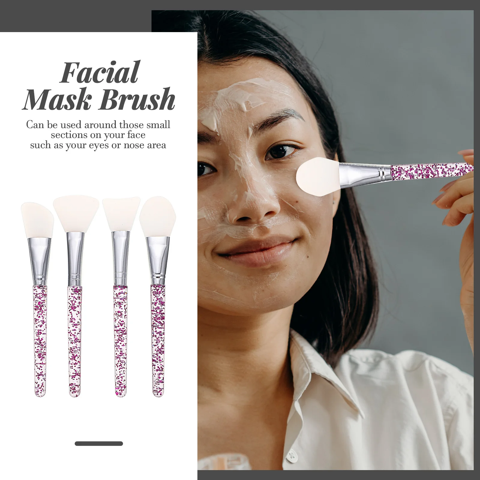4 Uds cepillo de máscara de silicona diseño ergonómico ligero portátil para viaje cara agradable a la piel fácil de limpiar herramienta de belleza cepillo de maquillaje