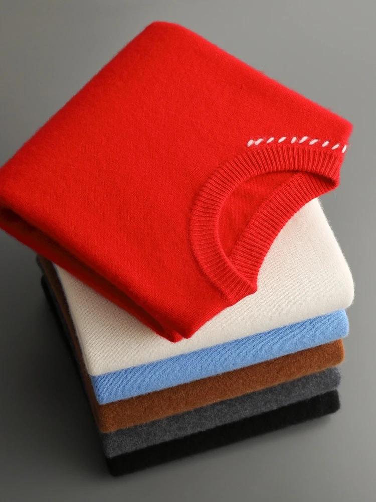 

TLOML мужской шерстяной пуловер с круглым вырезом, свитер, базовый мягкий кашемировый свитер, трикотаж из 100% мериносовой шерсти, осенне-зимние топы