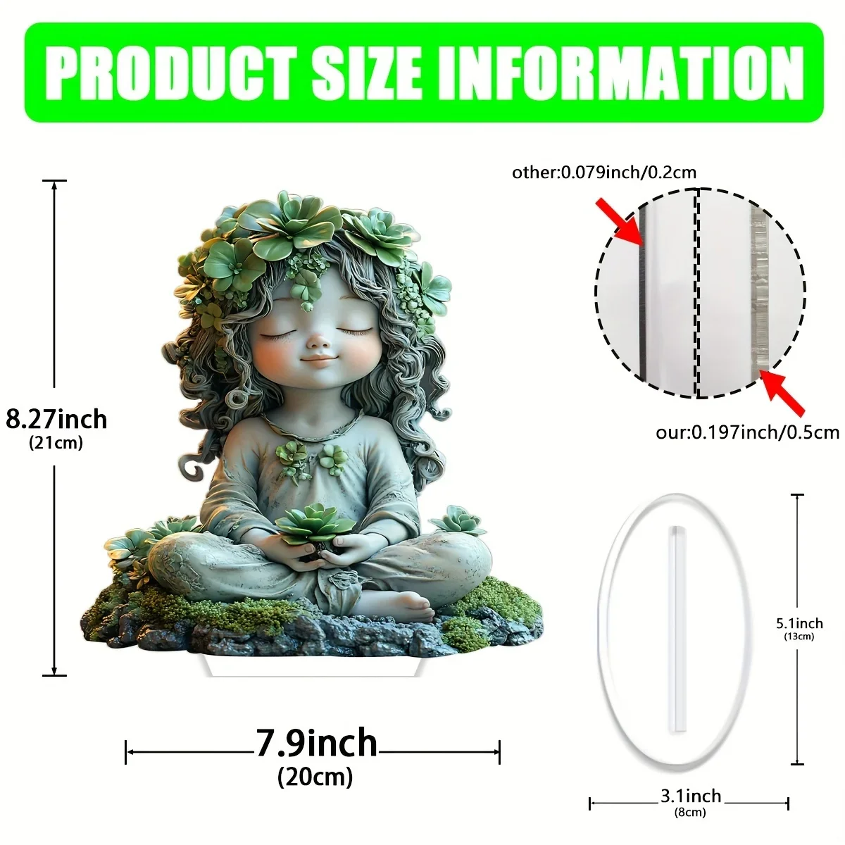 Hanging Decorations Girl Statue/Bohemian Acrylic Tabletop Decor with Stand, Gift for Office and Windowsill