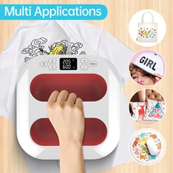 Handheld Heat Press Machine 9''x9'' Iron Press Fast Heat Up Adjustable Temperature Timer Auto Shutdown for HTV Vinyl Shirt s Bag