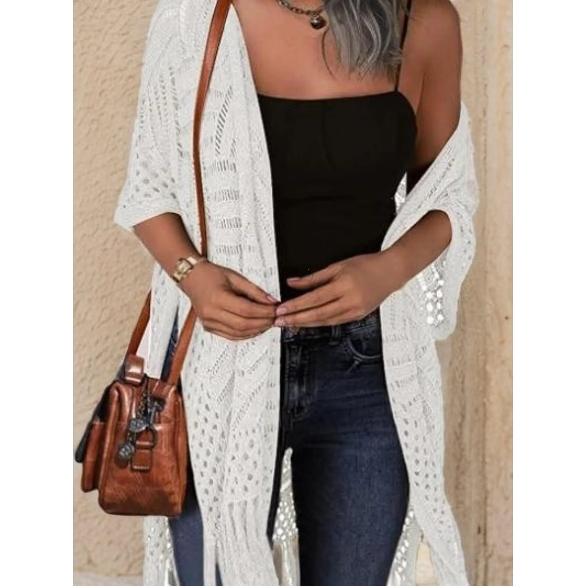 

Pure Color Knit Cardigan R 15491 Summer Open Cardigan Women's Fashion Spring 2026 Knitted Sweater Female Wear