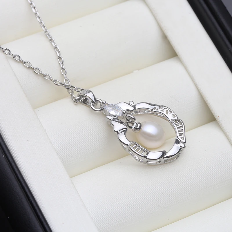 

New 2025 Natural Pearl Necklaces For Women,Freshwater 925 Silver Pearl Pendant Wife Mother Birthday Gift White Purple