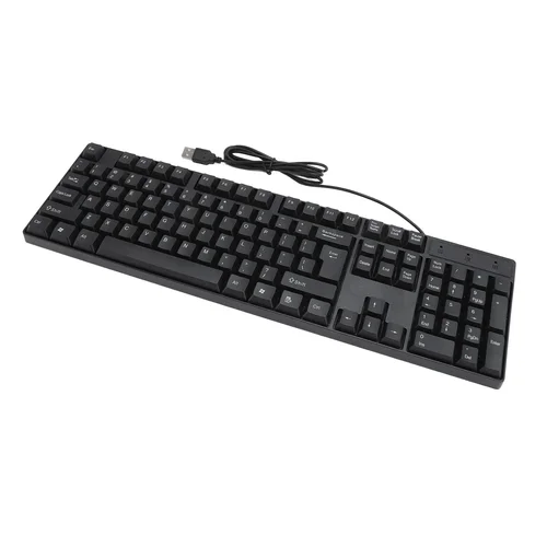 Imagen 2 del producto Teclado con cable USB de 104 teclas, teclado para juegos de diseño ergonómico en inglés/ruso/español/francés para ordenadores portátiles de oficina y escritorio