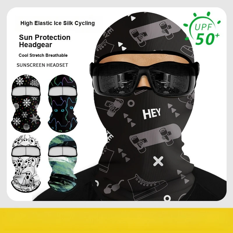 Ice Silk Sunscreen Head Cover Summer Quick Dry Face Mask for Outdoor Motorcycle Riding and Mountaineering Sports