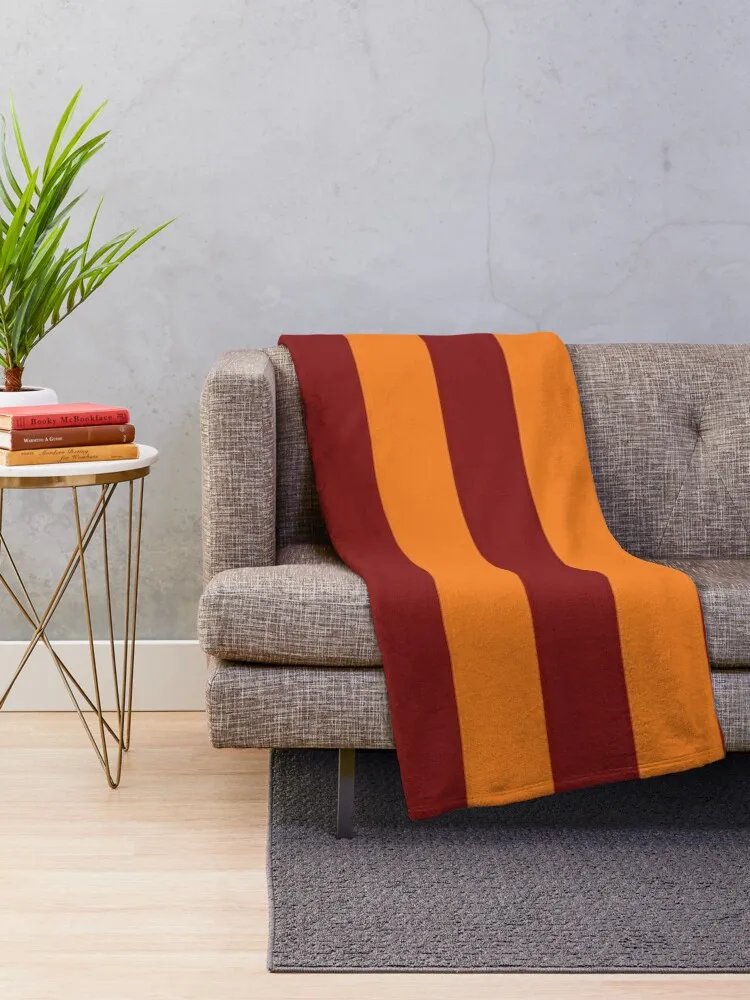 Claret & Amber Stripes Throw Blanket Bed Flannel Fabric Blankets