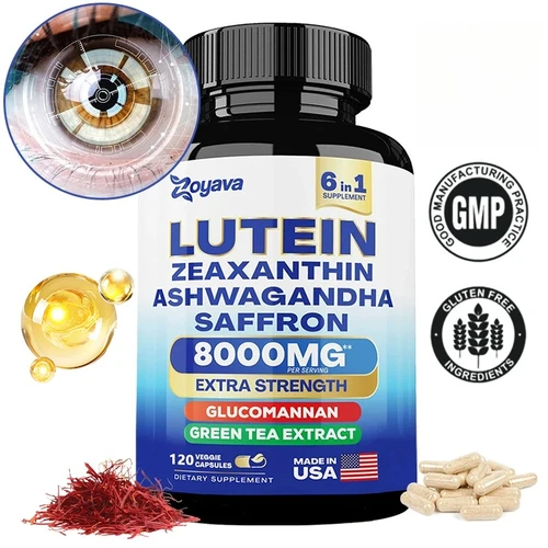 Suplemento de Lutein y zeaxantina-vitaminas para los ojos para adultos, suplemento para la salud ocular con glucomanano, Ashwagandha para la visión y los ojos