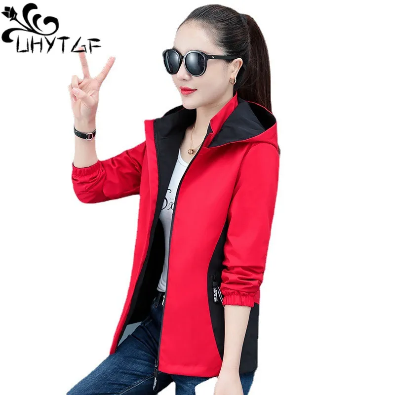 Fashion Hooded Jacket Women Oversize 4XL Spring Jackets Double- Sided Wear Short Coat Female Zip Windproof Casual Outerwear 2387