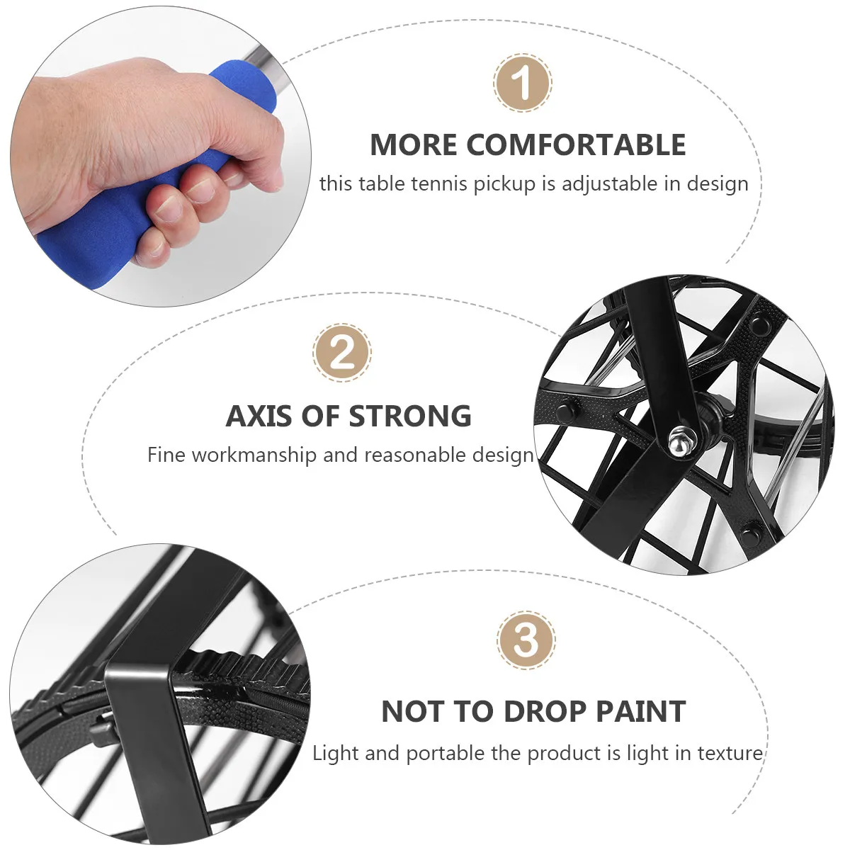 

1Pcs Table Tennis Ball Picker Drum Type Adjustable Lightweight Portable Trainer Save Time 125 Balls Capacity Efficient Roller