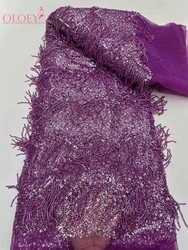 New High-End Luxury French Embroidery Heavy Groom Lace Fabric African Nigerian With Sequins Fabric For Wedding