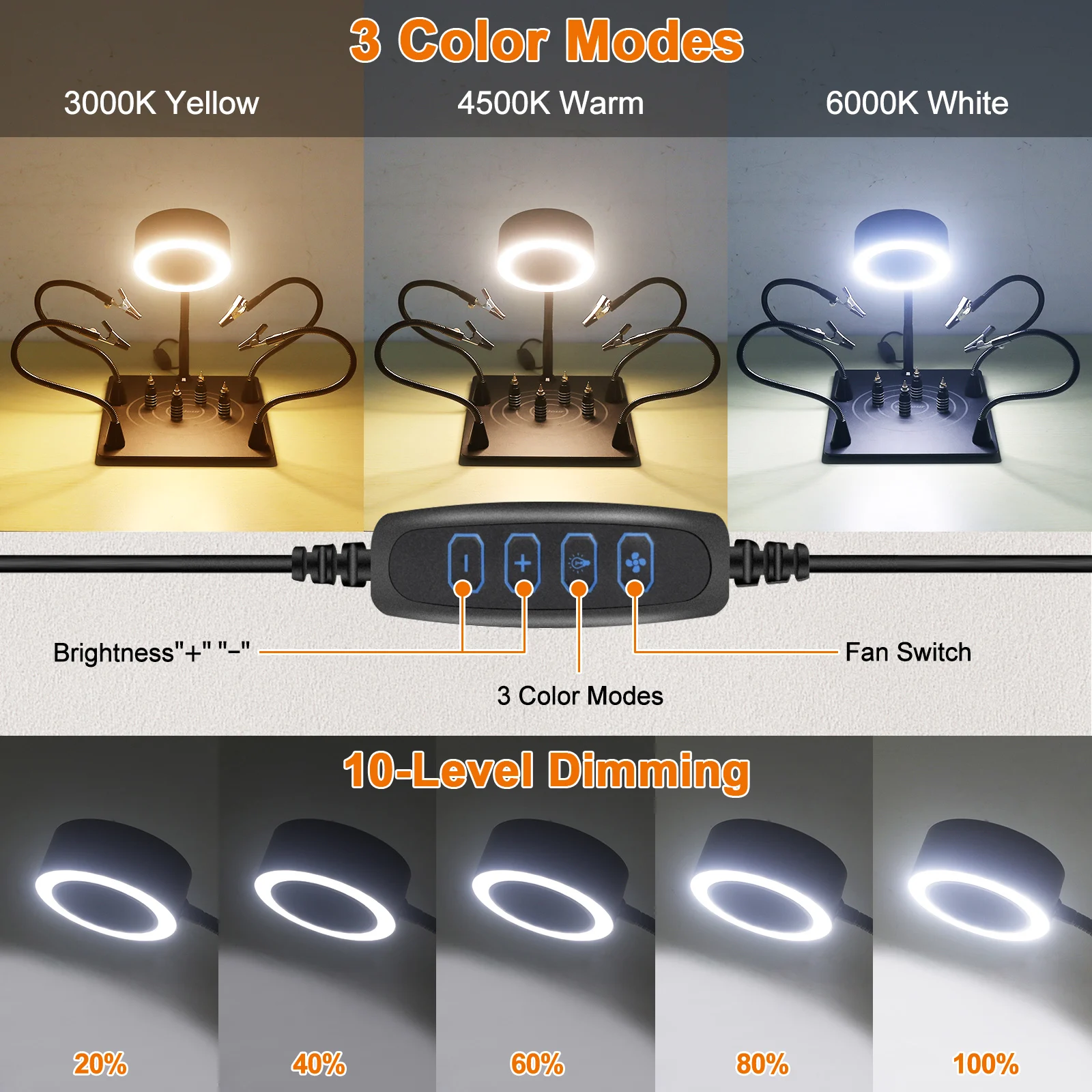 NEWACALOX Soldering Smoke Exhaust Fan Rework Welding Repair Workbench Heat Gun Holder Soldering Third Hand Helping Hands Tool