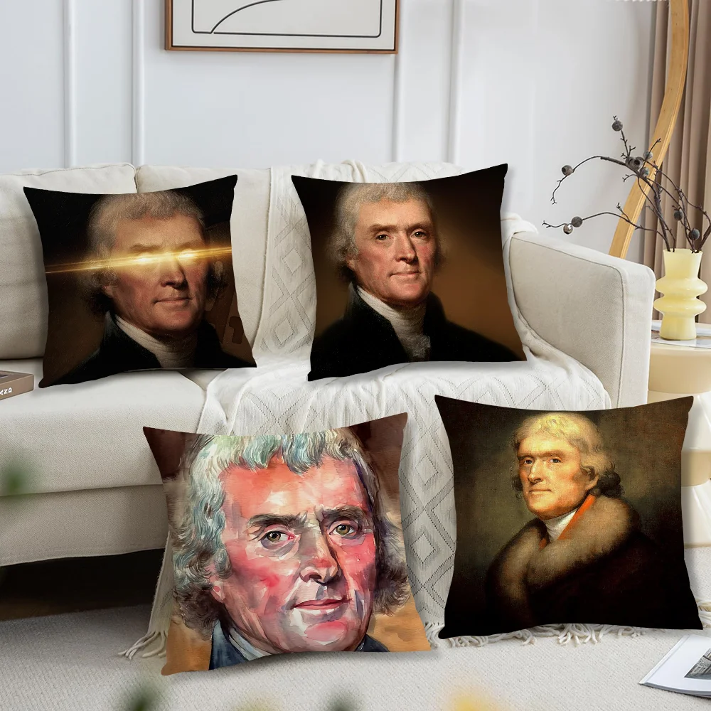 T-Thomas  J-Jefferson Pillow Case Square Cushion Room Bedroom Headboard Sofa Living Backrest Car Accessories Nap Time