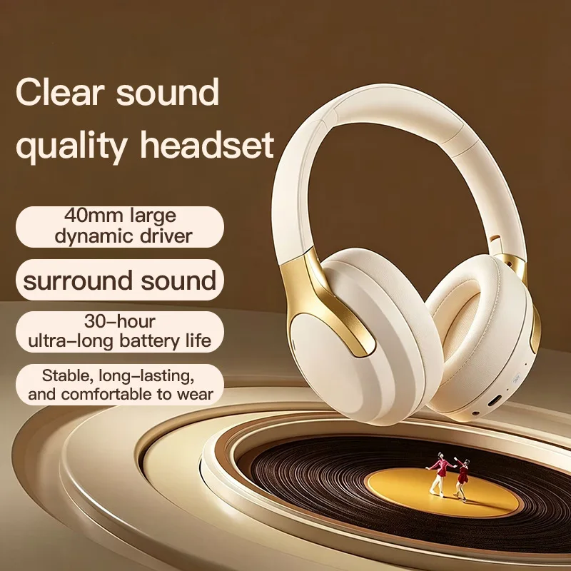 ANC Active Noise Cancelling Over-Ear Wireless Bluetooth5.4 Headphones HIFI Sound Quality Head Mounted Foldable Headset With Mic