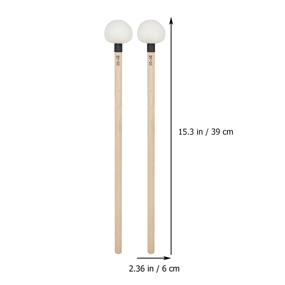 

2pcs Felt Drum Mallet Sticks Wood Handle Percussion Instrument Accessory Durable Drumstick Replacement For Tuning Drum Snare