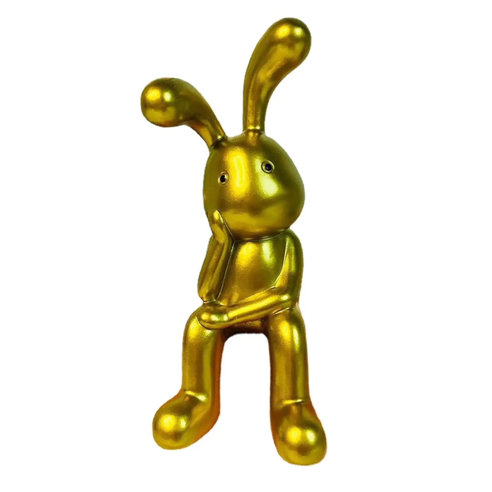 Rabbit Statue Sculpture Animal Figures Artwork Resin Bunny Figurine Ornament for Home Office Desktop Study Decor Collectible