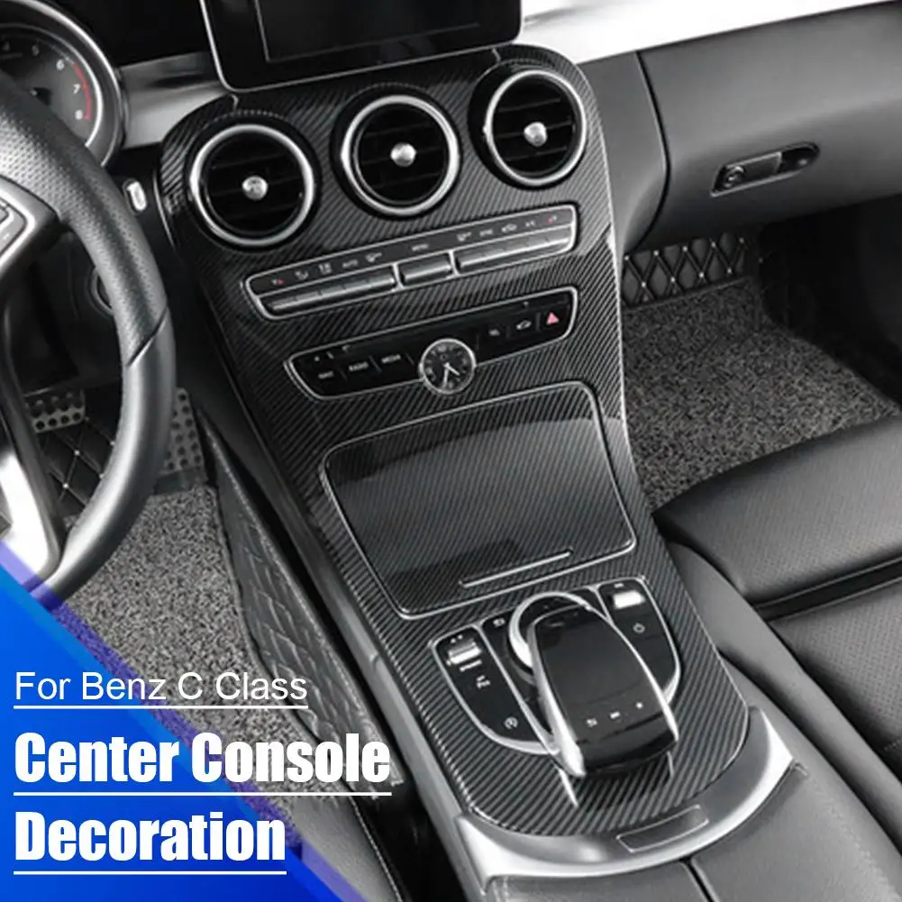 

Центральная крышка из углеродного волокна для Benz C Class C180L 2015-2018, центральная панель управления переключением передач, рамка, аксессуары для интерьера