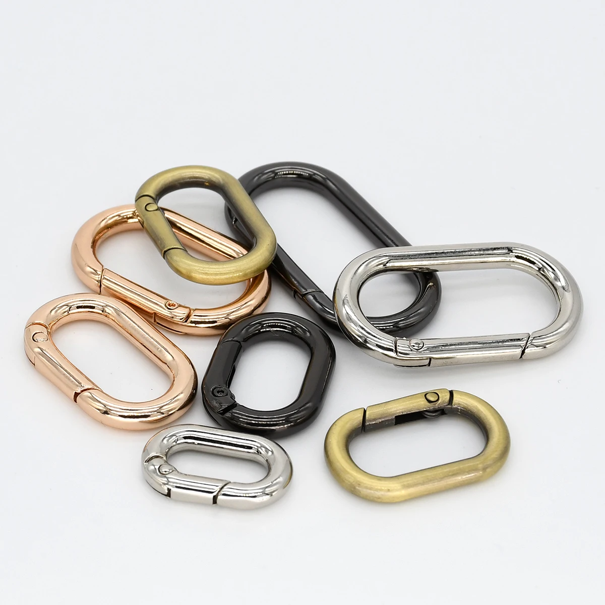 1piece Metal Oval O Ring Spring Clasp Openable Round Carabiner Keychain Clips Hook Dog Chain DIY Jewelry Buckle Jewelry Findings