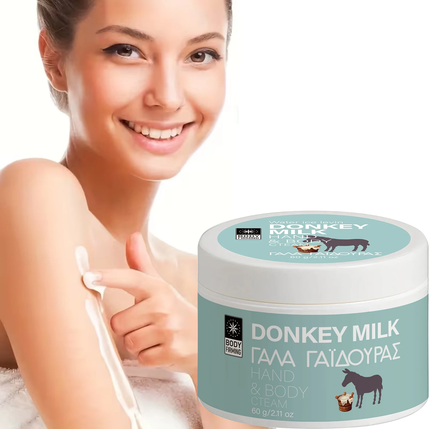 Donkey Milk Hand & Body Cream, Moisturizing & Firming Cream with Hyaluronic Acid & Coconut Oil for Nourished Skin