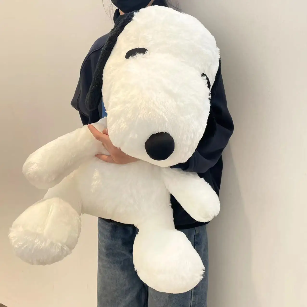 Juguete de peluche de Snoopy de gran tamaño, almohada suave de perro blanco Kawaii, muñeco de peluche de animales de dibujos animados, regalos de