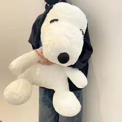 Juguete de peluche de Snoopy de gran tamaño, almohada suave de perro blanco Kawaii, muñeco de peluche de animales de dibujos animados, regalos de cumpleaños para novias y niños