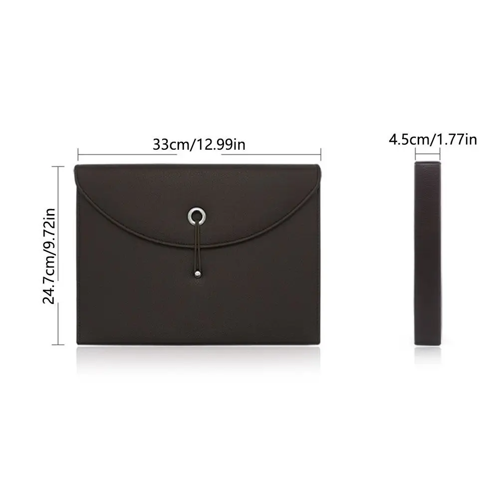 Waterproof PU Leather Document Bag with Labels Portable Expanding File Holder Multifunctional Elastic Sealing Design