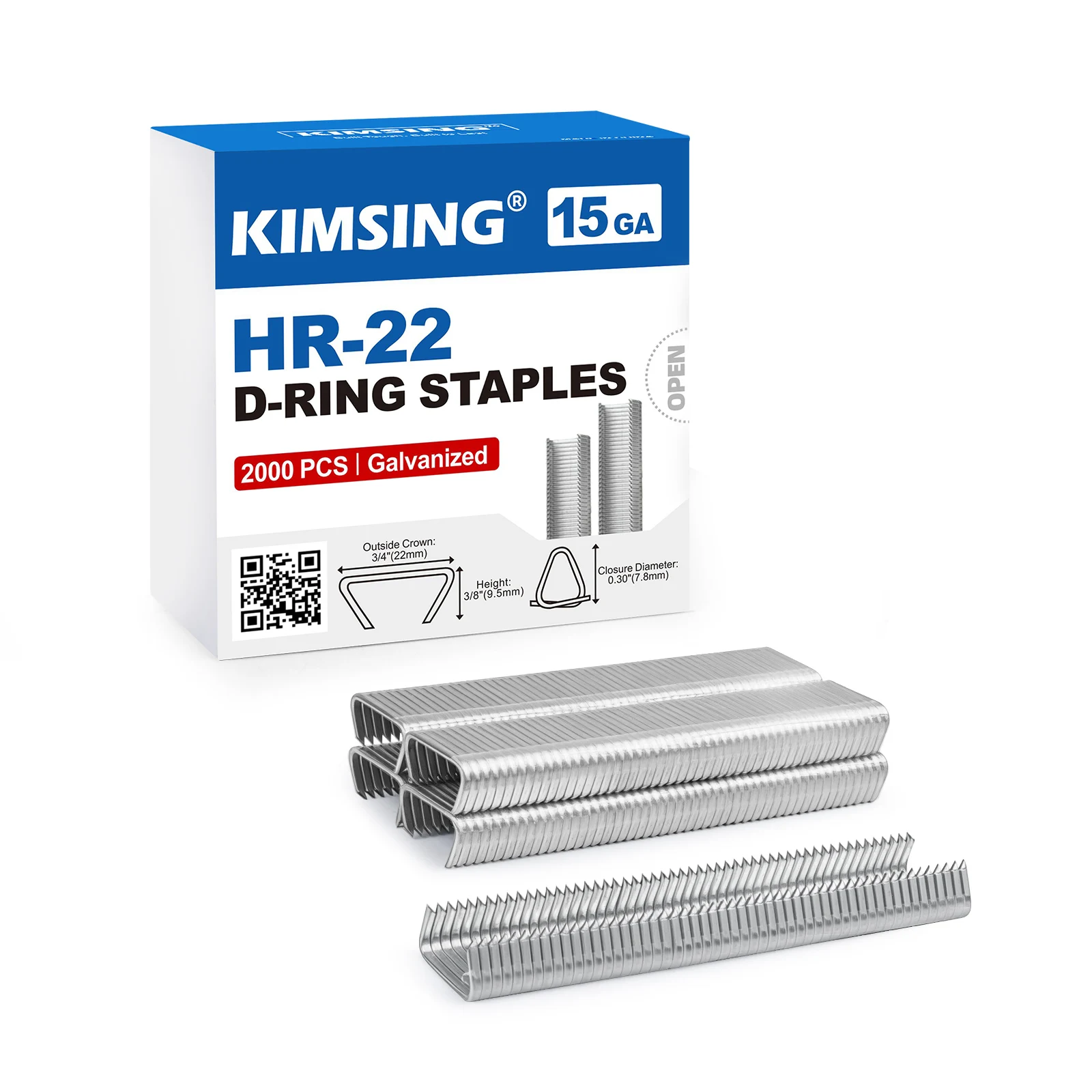 HR-22 15 Gauge 3/4'' Crown Galvanized D-Rings Hog Rings D Ring Staples for HR22 Hog Ring Plier D Ring Gun 1600 PCS/BOX