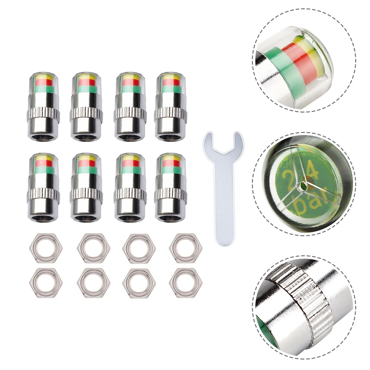 Alarm Valve Core Cap Three Color Car Tire Pressure Monitor Caps Stainless Steel Anti-theft Valves Stem