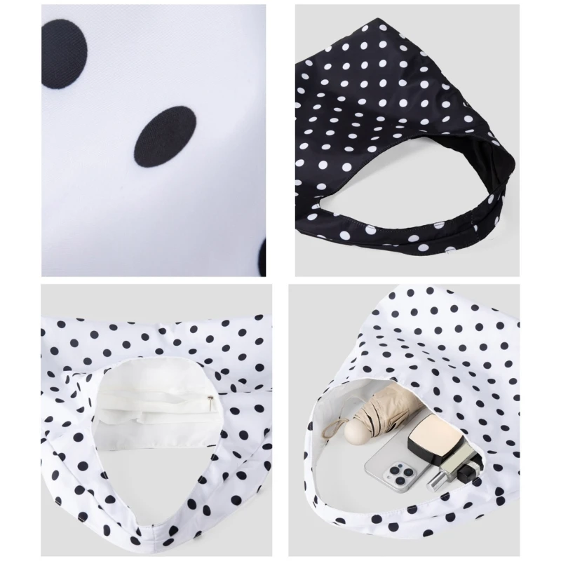 

G5AE Fashionable Shoulder Bag Dot Canvas Handbag Office Underarm Handbag For Women