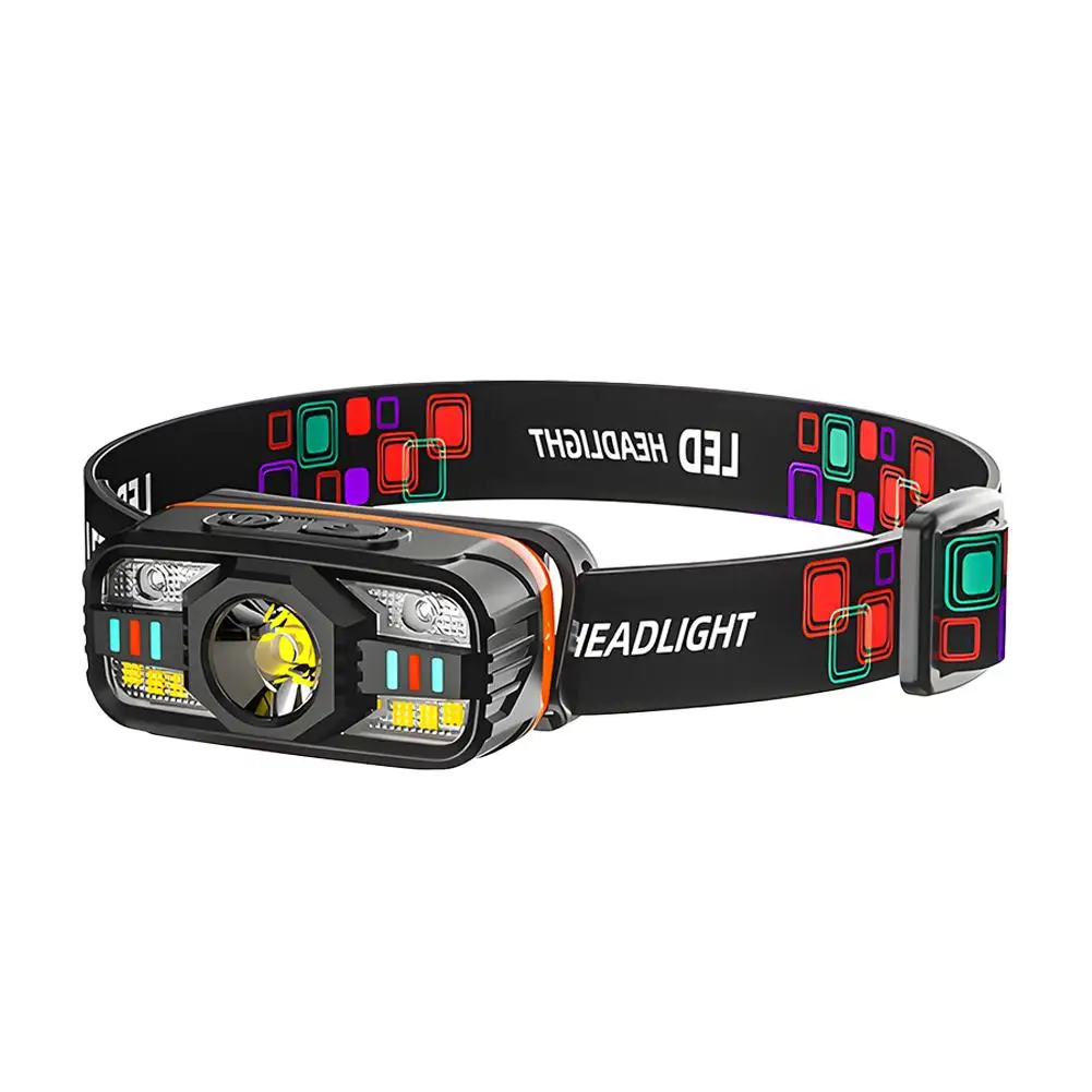 USB Rechargeable Headlamp Portable Motion Sensor Headlight Flashlight With Camping Lamp Built-in Torch Battery Head Light G1J6