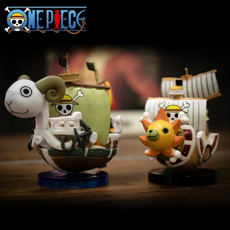 Figura de Anime One Piece de 7cm, Modelo do Navio Luffy, Brinquedo Super Fofo, Mini Barco THOUSANDSUNNY Going Merry, Figura de Ação Montada
