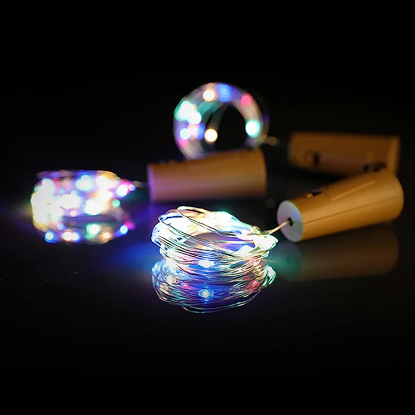 Rượu Đèn Nút Chai Hoạt Động Bằng Pin LED Nút Chai Hình Dây Bạc Fairy Mini Dây Đèn DIY, đảng, Trang Trí, Đám Cưới