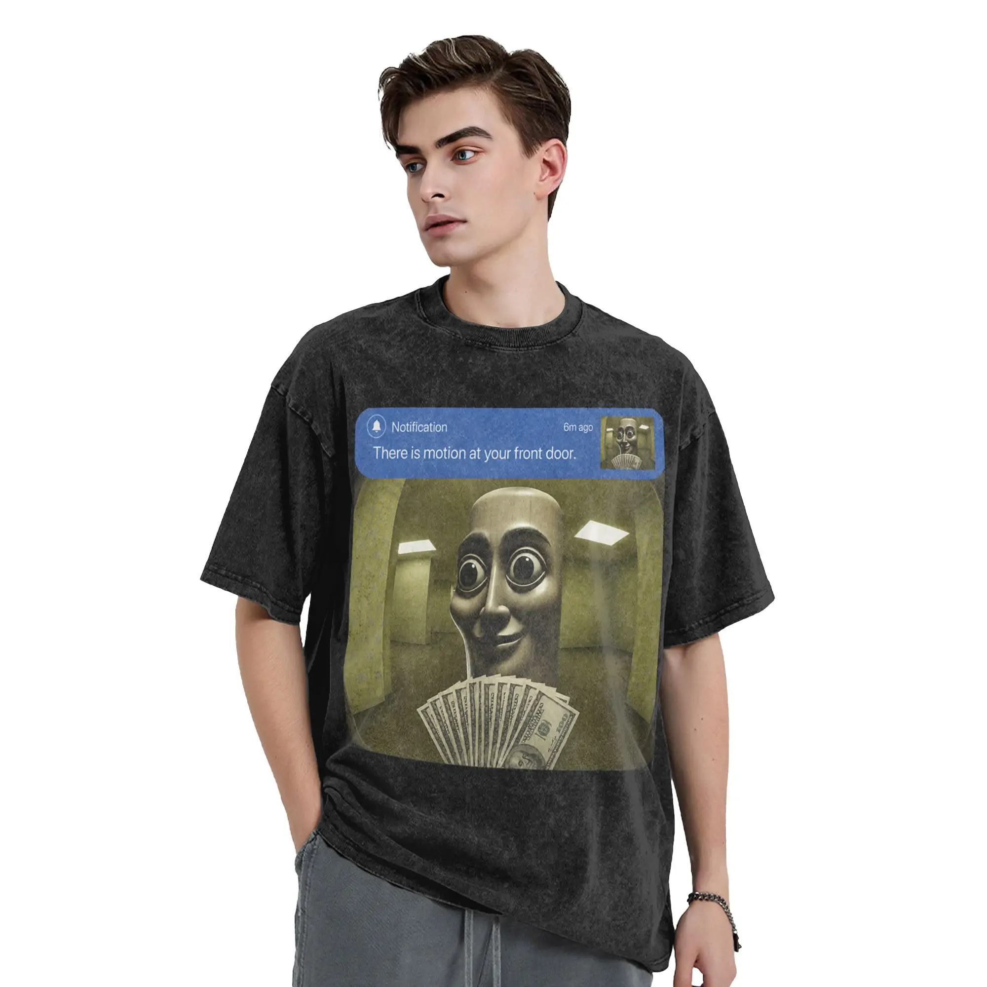 There Is Motion at Your Front Door Tung Tung Tung Sahur Washed T Shirts Streetwear Vintage T-Shirt Tees Men Women Cotton Summer