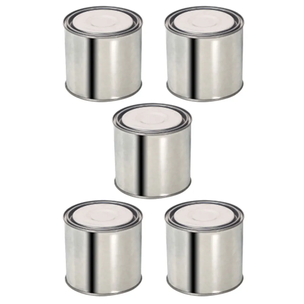 

5pcs 0.2L Metal Paint Cans Tinplate Sealing Containers Portable Storage Small Size Silver Sturdy Durable Multipurpose Empty Lids