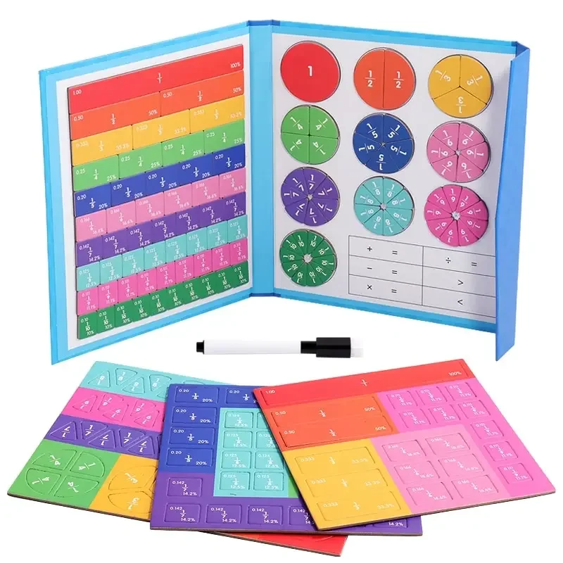 51PCS Magnetic Fraction Puzzles Children Magnetic Fraction Learning Math Toys Arithmetic Teaching Aid Cognitive Educational Toys