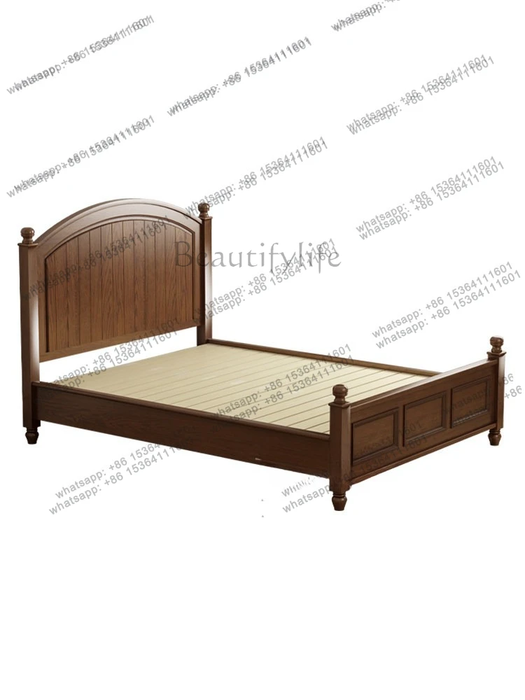 American solid wood single bed 1.2/1 meters small apartment simple white wax wood furniture