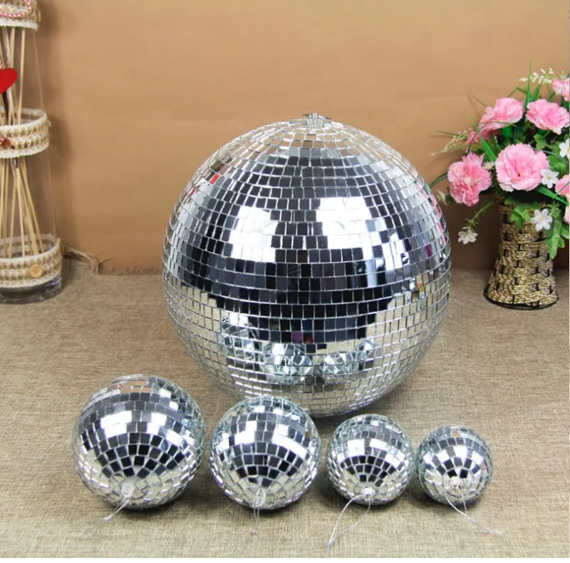 2-12cm Silver Disco Mirror Balls Christmas Balls Hanging Mirror Disco Ball Reflective Bright Disco Ball for Christmas Tree