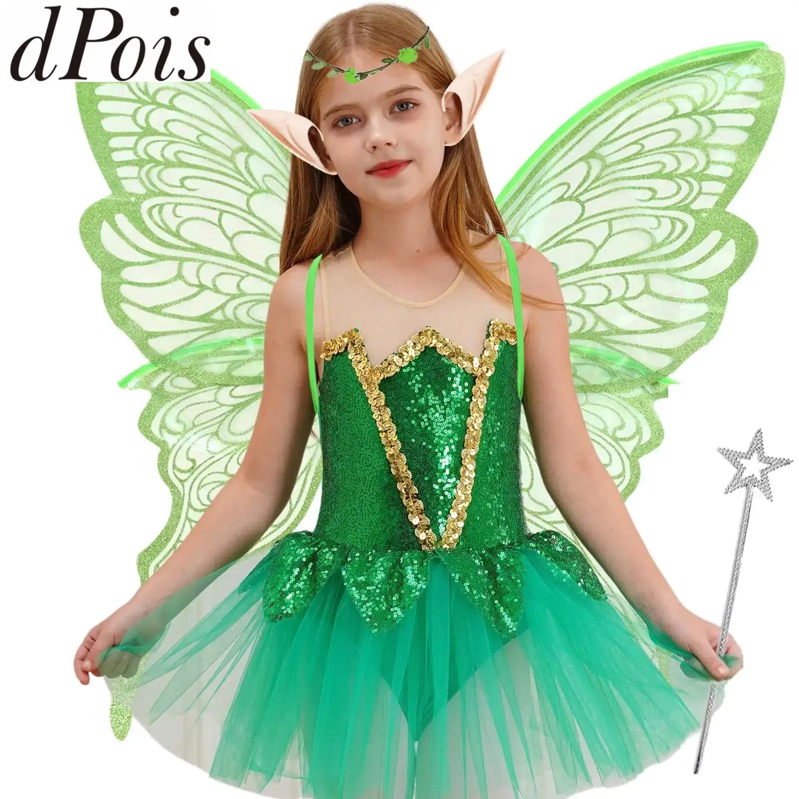 Halloween Costume Butterfly Fairy Elf Wing Princess Angel Wing Ears Star Fairy Stick Garland Set Cosplay Party Photography Props
