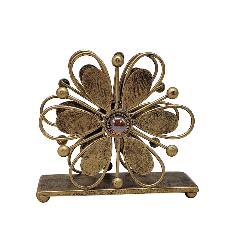 النمط الأوروبي الحديد المطاوع Floret حامل المناشف الورقية المطبخ مطعم المنزل سطح المكتب منديل تخزين الحلي الزخرفية #5