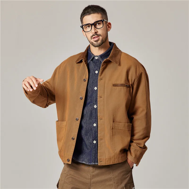 American Retro Hunter Jacket Men Spring Autumn Loose Casual Streetwear Fashion Plus Size Cargo Jacket Women Coat Outerwear