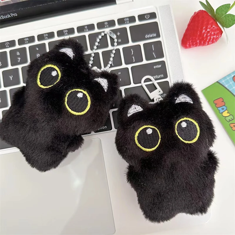 Cartoon Cute Black Cat Key Chain Plush Toy Doll Small Pendant Cuddly Pillow Cushion Ins Black Cat For Boys Girls Birthday Gifts